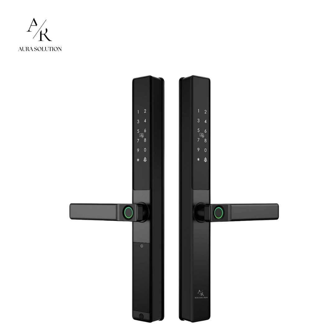 AURA TrueShield X1 smart lock with dual-panel stainless steel design, ideal for grill doors and main entrances, featuring fingerprint, PIN, and mobile app access in Malaysian homes. AURA TrueShield X1 smart lock with dual-panel stainless steel design, ideal for grill doors and main entrances, featuring fingerprint, PIN, and mobile app access in Malaysian homes.